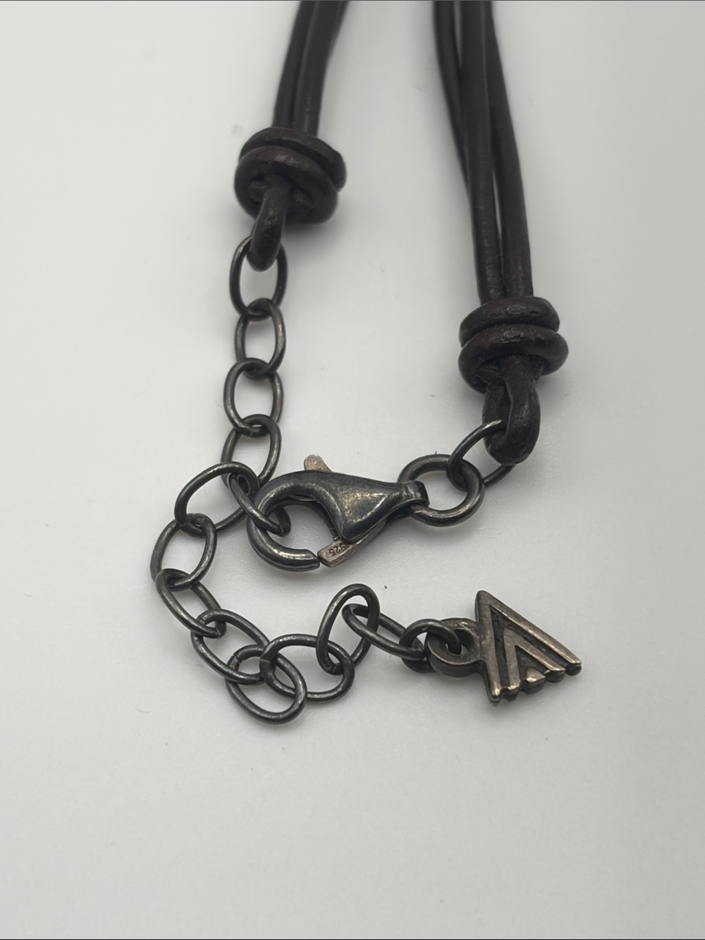 Silpada Sterling Silver Carved Abalone Shell/ Brown Leather Cord Necklace - Picture 4 of 5